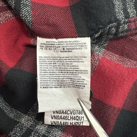Vans Flannel Shirt Mens XXL Black Red Plaid Long Sleeve Button Up Off‎ The Wall - Picture 7 of 9